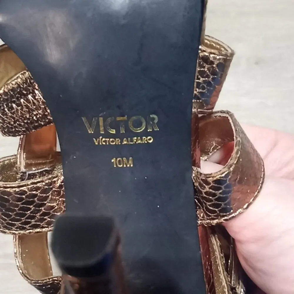 Victor Alfaro Gold Faux Snakeskin Strappy Thriller 5